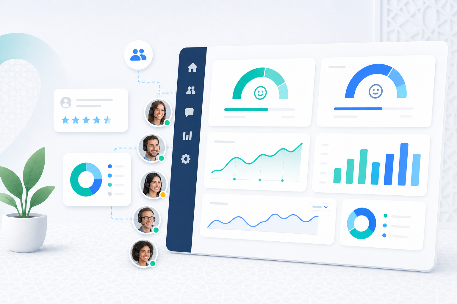 Dashboard de performance d'une équipe support avec KPIs en temps réel