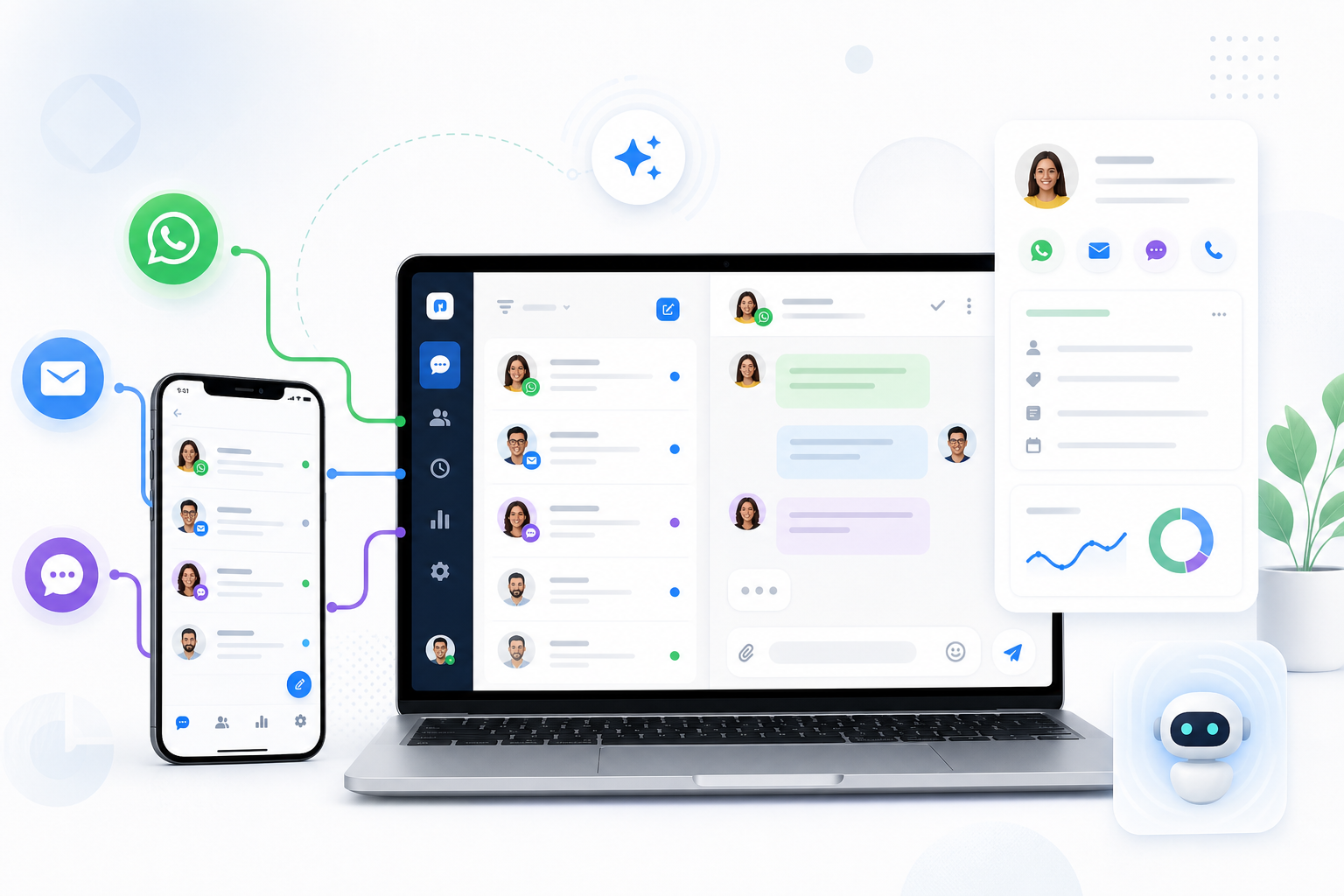 Vue d'ensemble de la relation client digitale avec canaux, outils et métriques