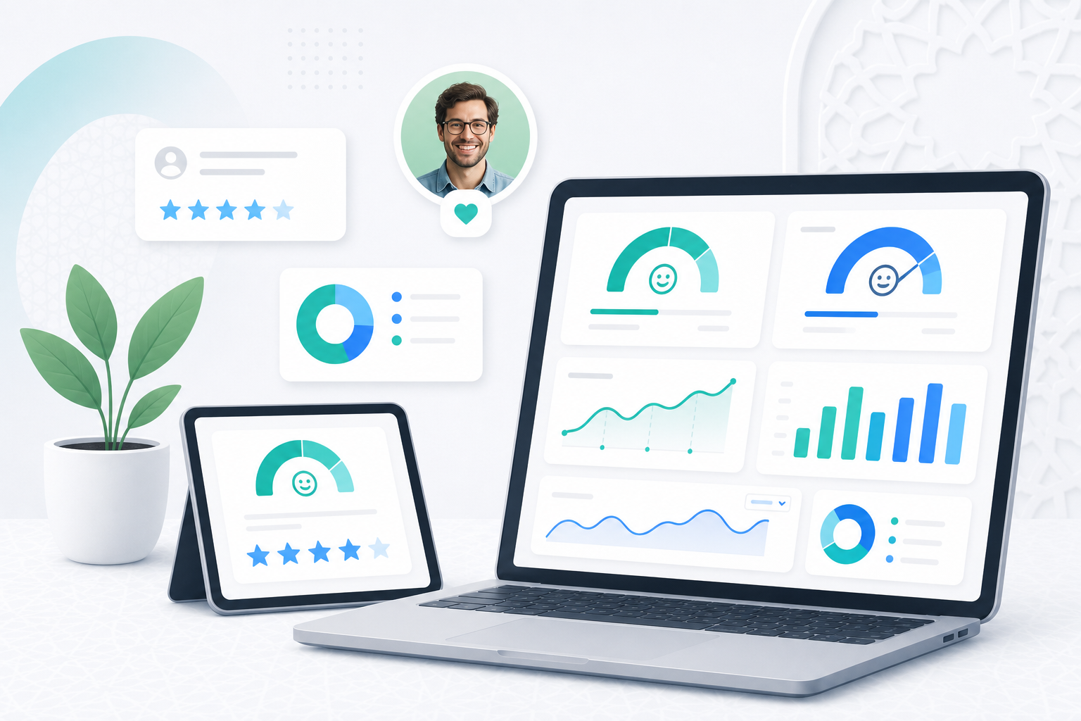 Graphiques comparatifs des métriques de satisfaction client CSAT NPS et CES